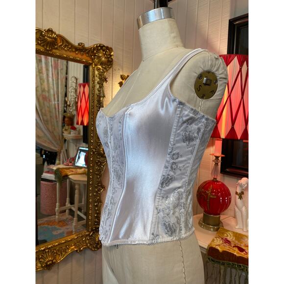 vintage 1990s fredricks of hollywood coset white and silver 90s bustier m/l 38 - Picture 6 of 10